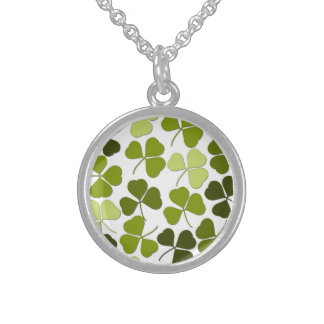 Green Clover in a Variety of Shades Sterling Silver Necklace