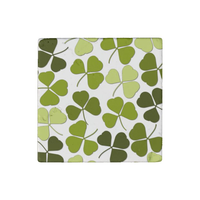 Green Clover in a Variety of Shades Stone Magnet (Front)