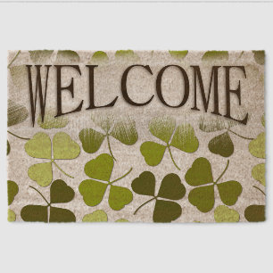 Green Clover in a Variety of Shades Welcome Fiber Doormat