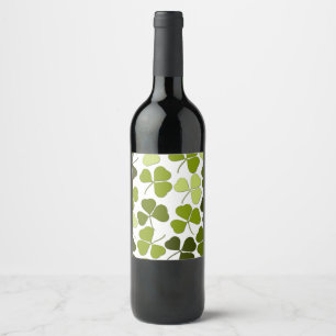 Green Clover in a Variety of Shades Wine Label