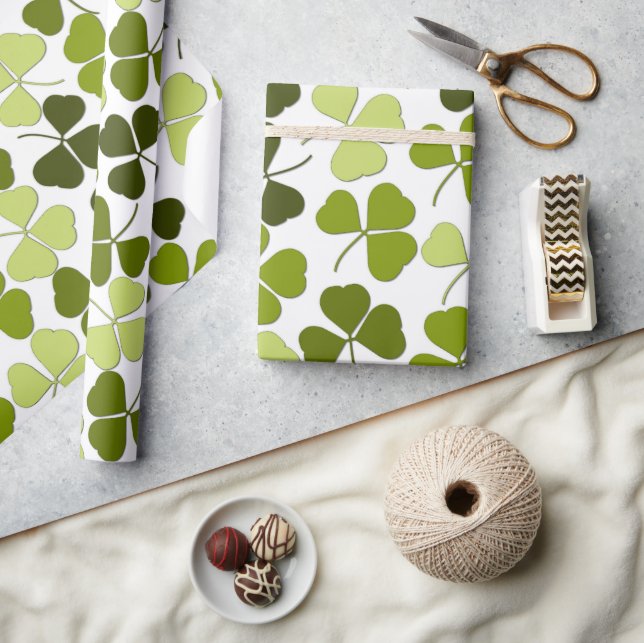Green Clover in a Variety of Shades Wrapping Paper (Crafts)