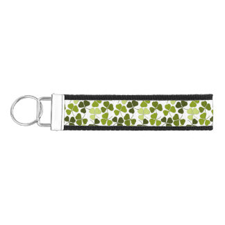 Green Clover in a Variety of Shades Wrist Keychain
