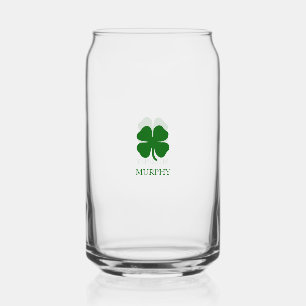 Green Clover Irish Can Glass