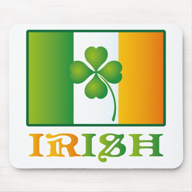 Green Clover Irish Flag St. Patrick's Day Mouse Pad (Front)