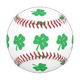 Green Clover Leaf Baseball, Zazzle