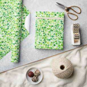 green clover leaves gift wrapping paper