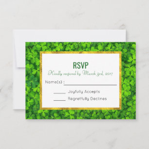Green Clover Leaves with Faux Gold Foil RSVP