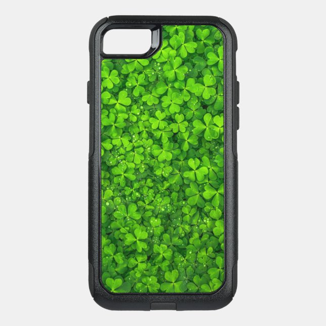 Green Clover Leaves with Water Drops Otterbox iPhone Case (Back)