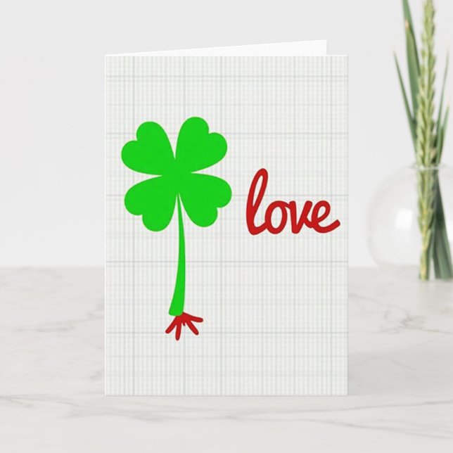 Green Clover Love Pattern Card (Front)