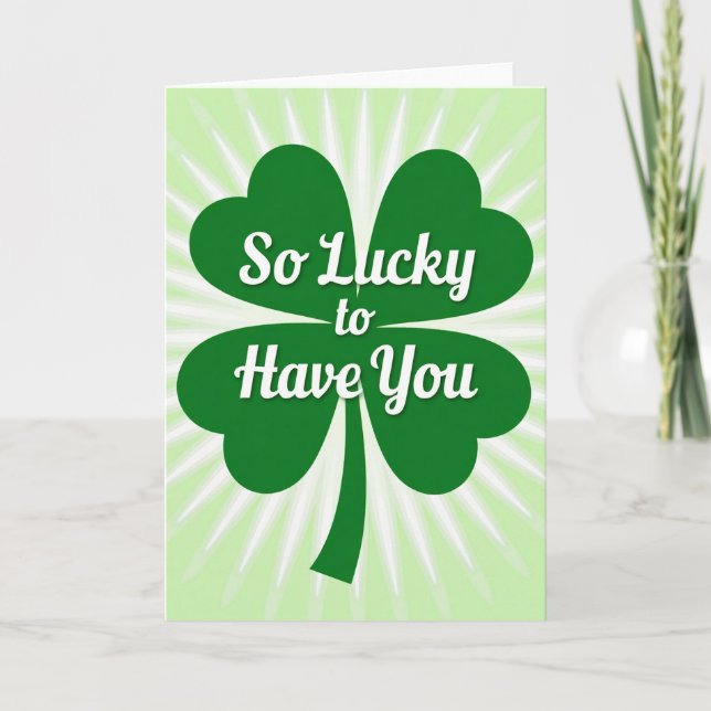 Green Clover Lucky You Card (Front)