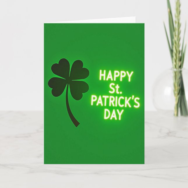 Green Clover Pattern Day Card (Front)