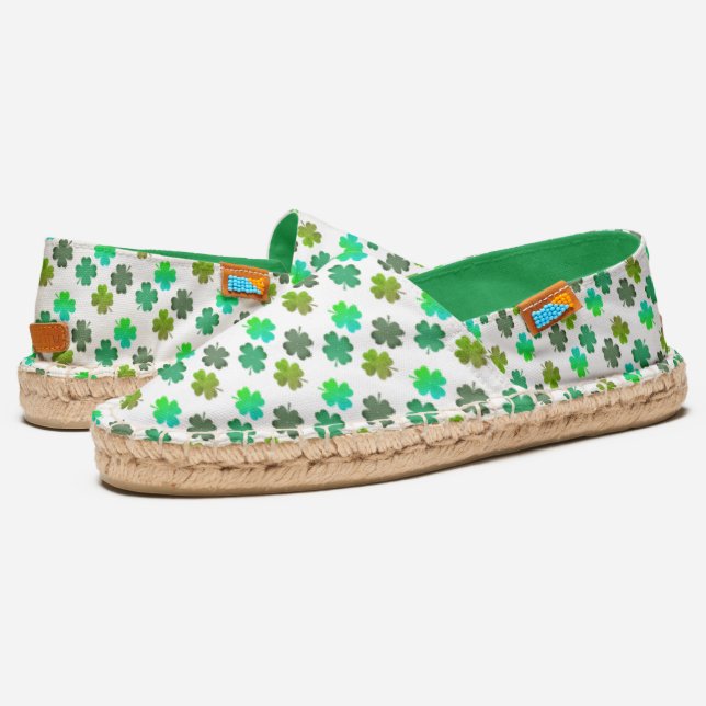 Green Clover Pattern Espadrilles (Angled)