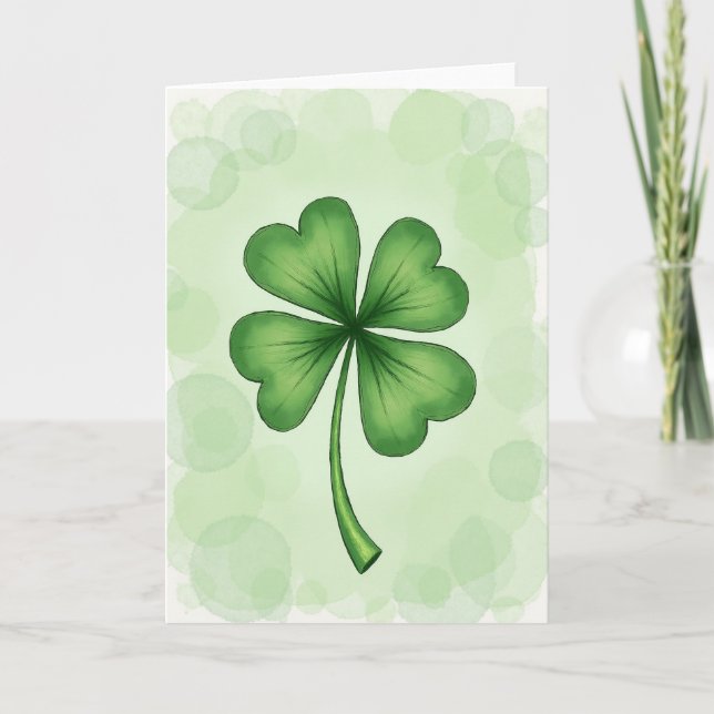 Green Clover Pattern Luck Card (Front)