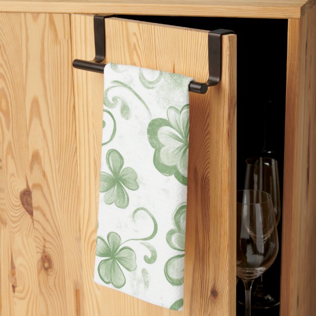  Green Clover Pattern • St. Patrick’s Day  Kitchen Towel (Thirds Fold)