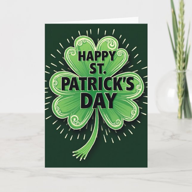 Green Clover Pattern St Patricks Card (Front)