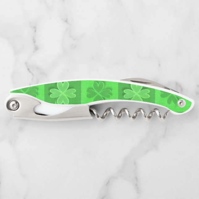 Green Clover Pattern Waiter's Corkscrew (Front)