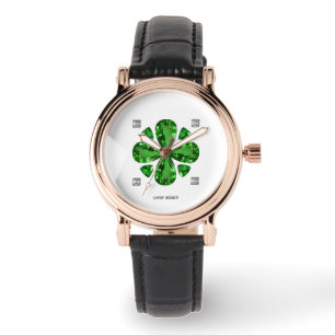 Green Clover Pattern Watch