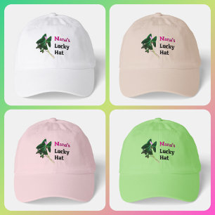 Green Clover Pink Blossoms Lucky Hat