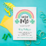 Green Clover & Rainbow Lucky One First Birthday Invitation