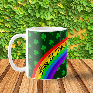 Green Clover Rainbow St Patricks Day Customizable Coffee Mug