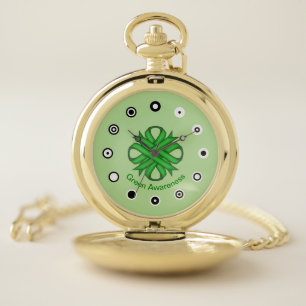 Green Clover Ribbon (Bf) by K Yoncich Pocket Watch
