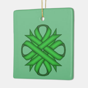 Green Clover Ribbon by Kenneth Yoncich Ceramic Ornament