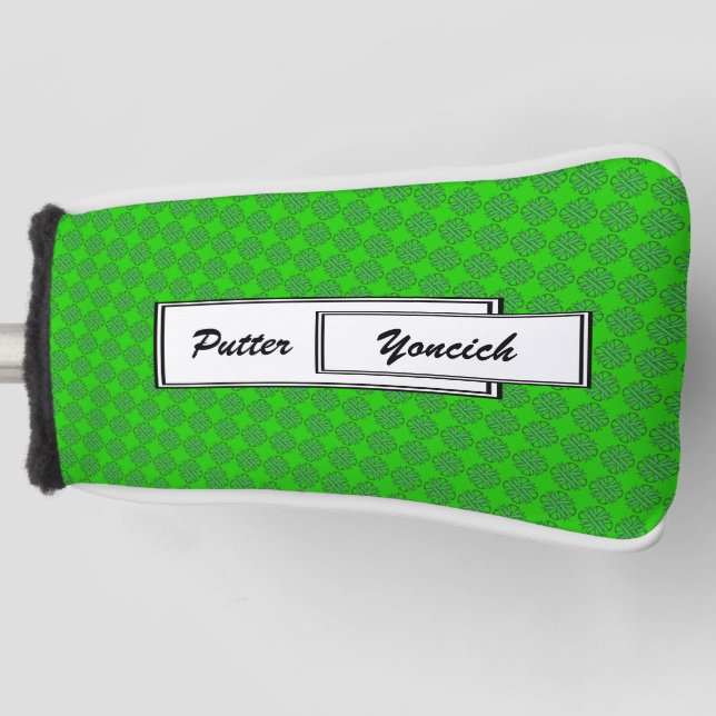 Green Clover Ribbon by Kenneth Yoncich Golf Head Cover (Front)
