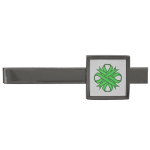 Green Clover Ribbon by Kenneth Yoncich Gunmetal Finish Tie Clip