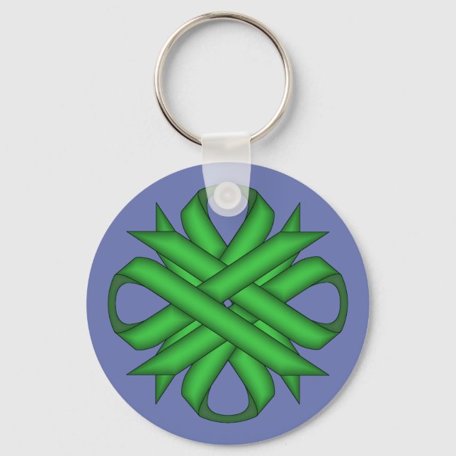 Green Clover Ribbon by Kenneth Yoncich Keychain (Front)