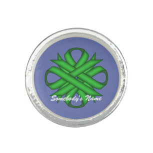 Green Clover Ribbon by Kenneth Yoncich Ring