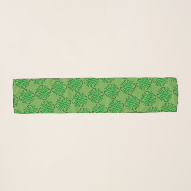 Green Clover Ribbon by Kenneth Yoncich Scarf (Front (Horizontal))