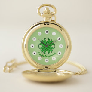 Green Clover Ribbon (Cf) by K Yoncich Pocket Watch