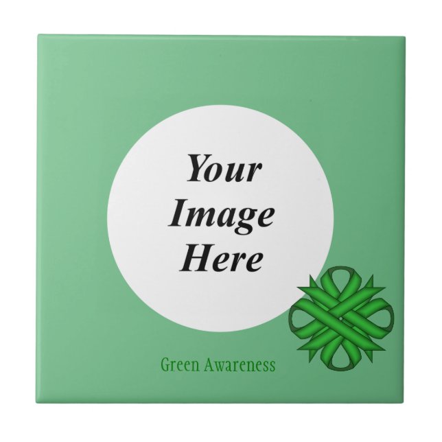 Green Clover Ribbon Template by Kenneth Yoncich Ceramic Tile (Front)