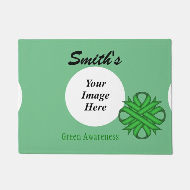 Green Clover Ribbon Template by Kenneth Yoncich Doormat (Front)
