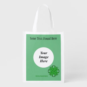 Green Clover Ribbon Template by Kenneth Yoncich Grocery Bag