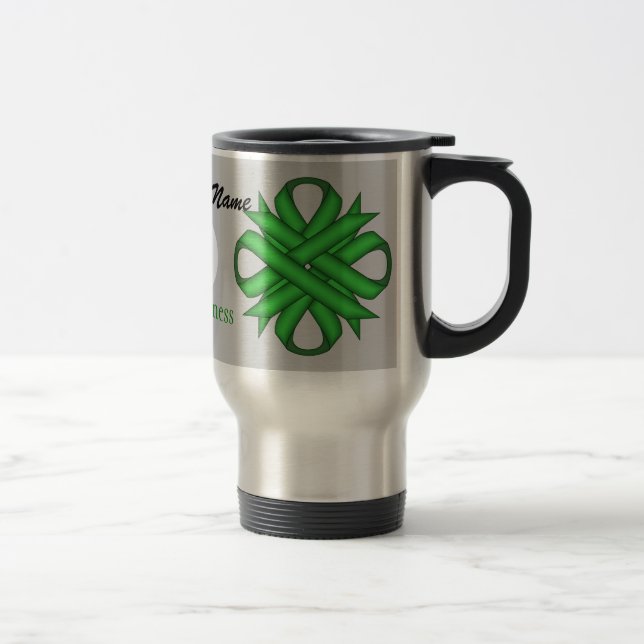 Green Clover Ribbon Tmpl by Kenneth Yoncich Travel Mug (Right)