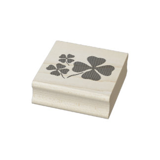 Green clover, shamrock, four leaf clover rubber stamp