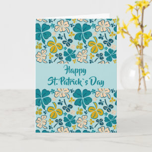 Green Clover Shamrock Pattern St. Patrick`s Day Ca Card
