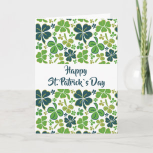 Green Clover Shamrock Pattern St. Patrick`s Day Card