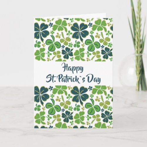 Green Clover Shamrock Pattern St Patricks Day Card