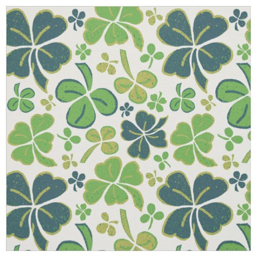 Green Clover Shamrock Pattern St. Patrick`s Day Fabric