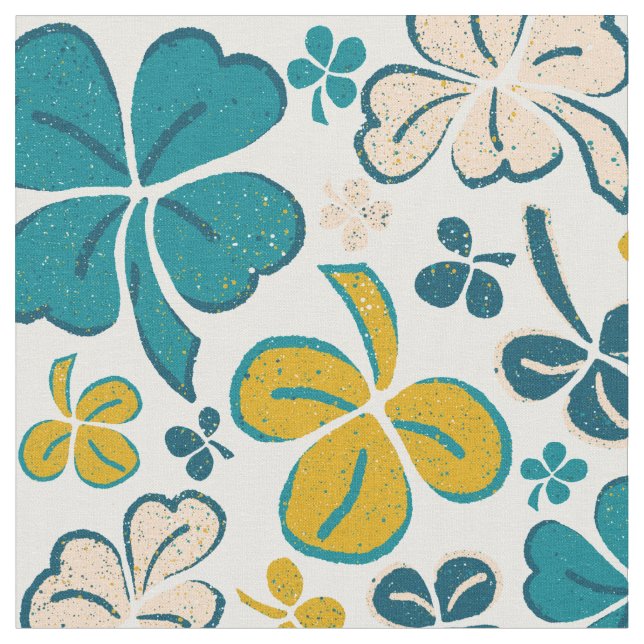 Green Clover Shamrock Pattern St. Patrick`s Day Fabric (Close Up)