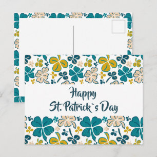 Green Clover Shamrock Pattern St. Patrick`s Day Postcard