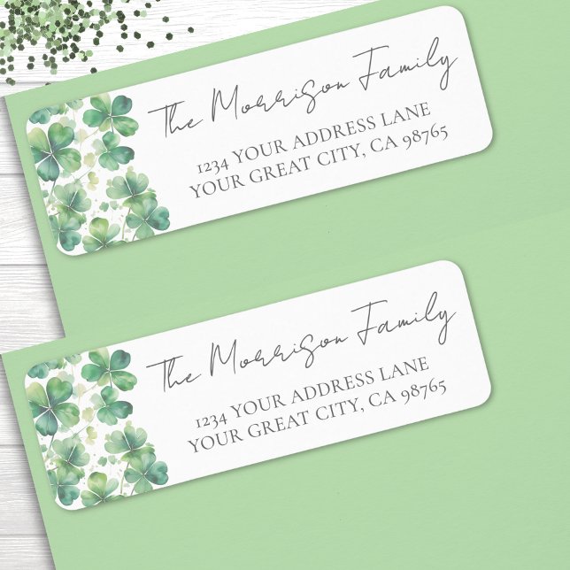 Green Clover Shamrock Return Address Label (Green Clover Shamrock Return Address label)