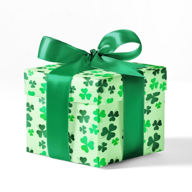 Green Clover Shamrock St Patricks Day Irish Party Wrapping Paper (Creator Uploaded)