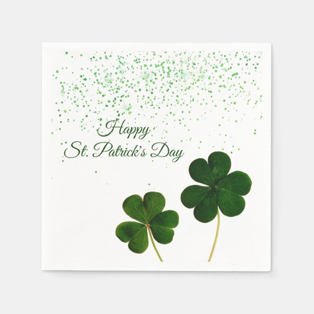 Green Clover Shamrock St. Patricks Day Napkins (Front)