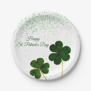Green Clover Shamrock St. Patricks Day Paper Plates