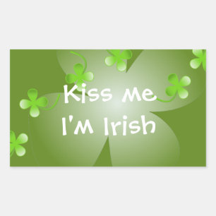 Green clover shamrock St Patrick's day party favor Rectangular Sticker