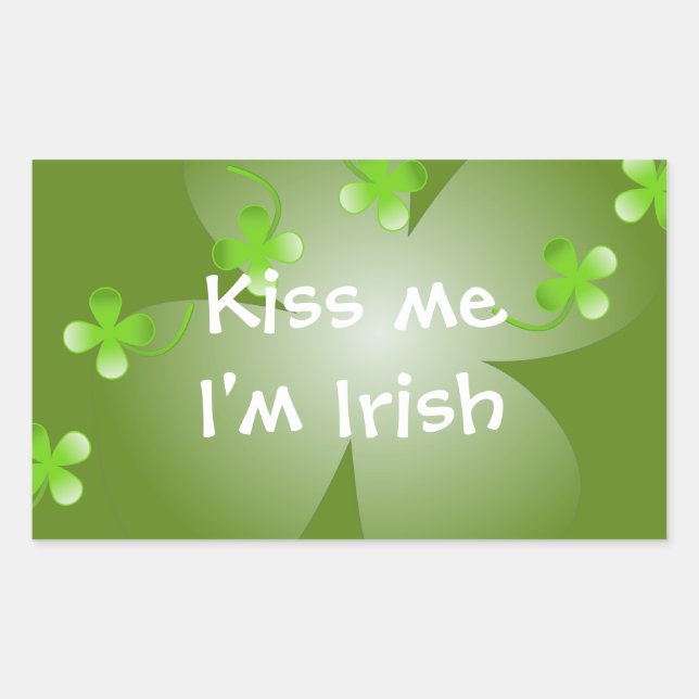 Green clover shamrock St Patrick's day party favor Rectangular Sticker (Front)