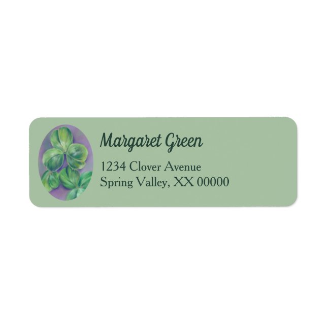Green Clover Shamrocks on Purple Personalized Label (Front)